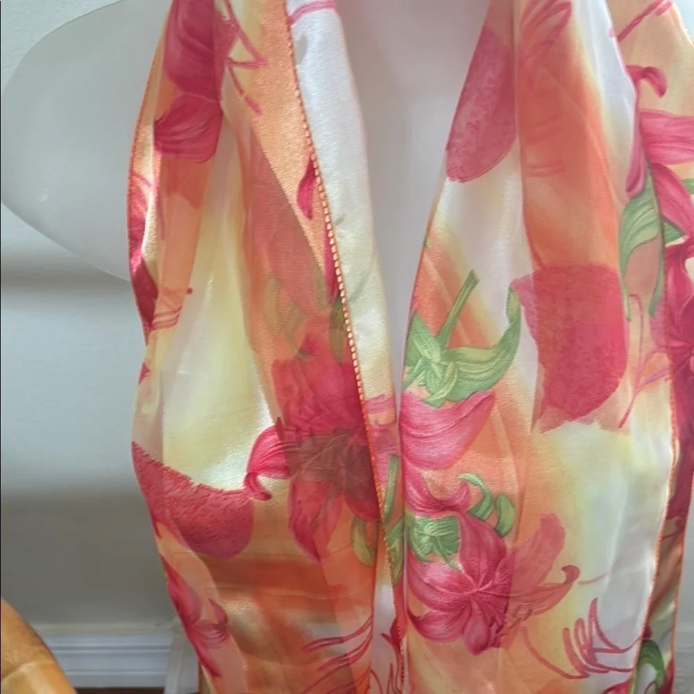 Floral Silk or polyester? Scarf